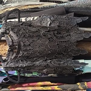 Leather lace crop top